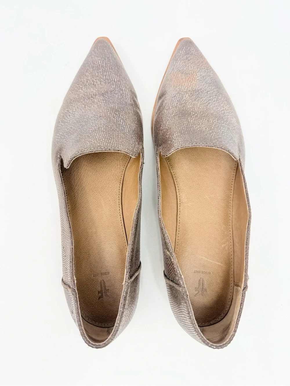 Frye KENZIE VENETIAN Multi Metallic Bronze Shimmer Pointed Toe Ballet Flats
